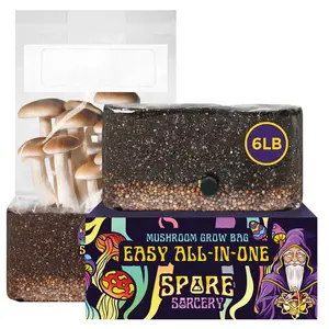 Large 6lb All-in-One Mushroom Grow Bag: Just Add Your Own Spores & Grow Like Magic Up to 48oz of Mushrooms! Nutrient-Enhanced, Injection Port