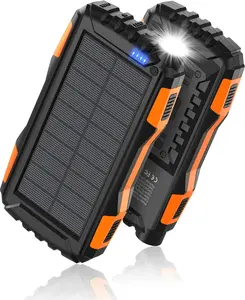 Power-Bank-Solar-Charger 42800mAh Portable Charger External Battery Pack 5V3.1A QC 3.0 Fast Charger with Super Bright Flashlight IP67 Waterproof - Phone