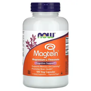 NOW Foods Magtein®, Magnesium L-Threonate, 180 Veg Capsules