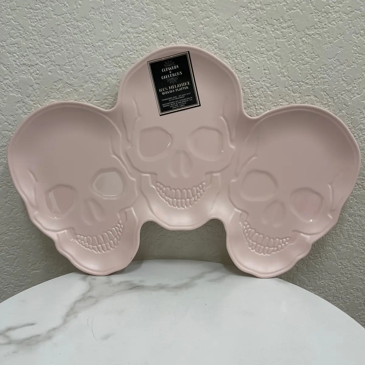 Pink Skull Melamine Halloween Tray