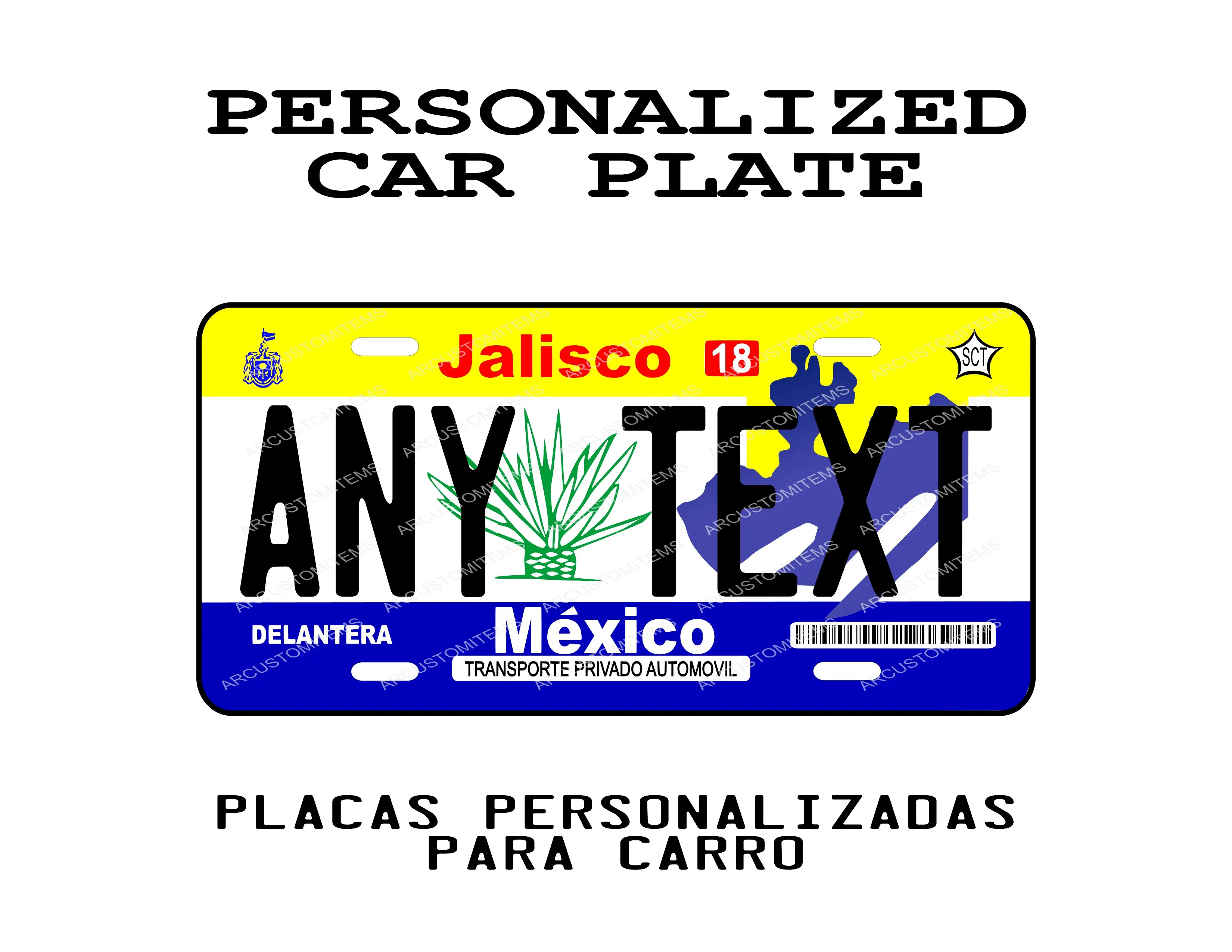 Personalized JALISCO Car Plate - Decorative Aluminum Plate with High-Gloss Finish