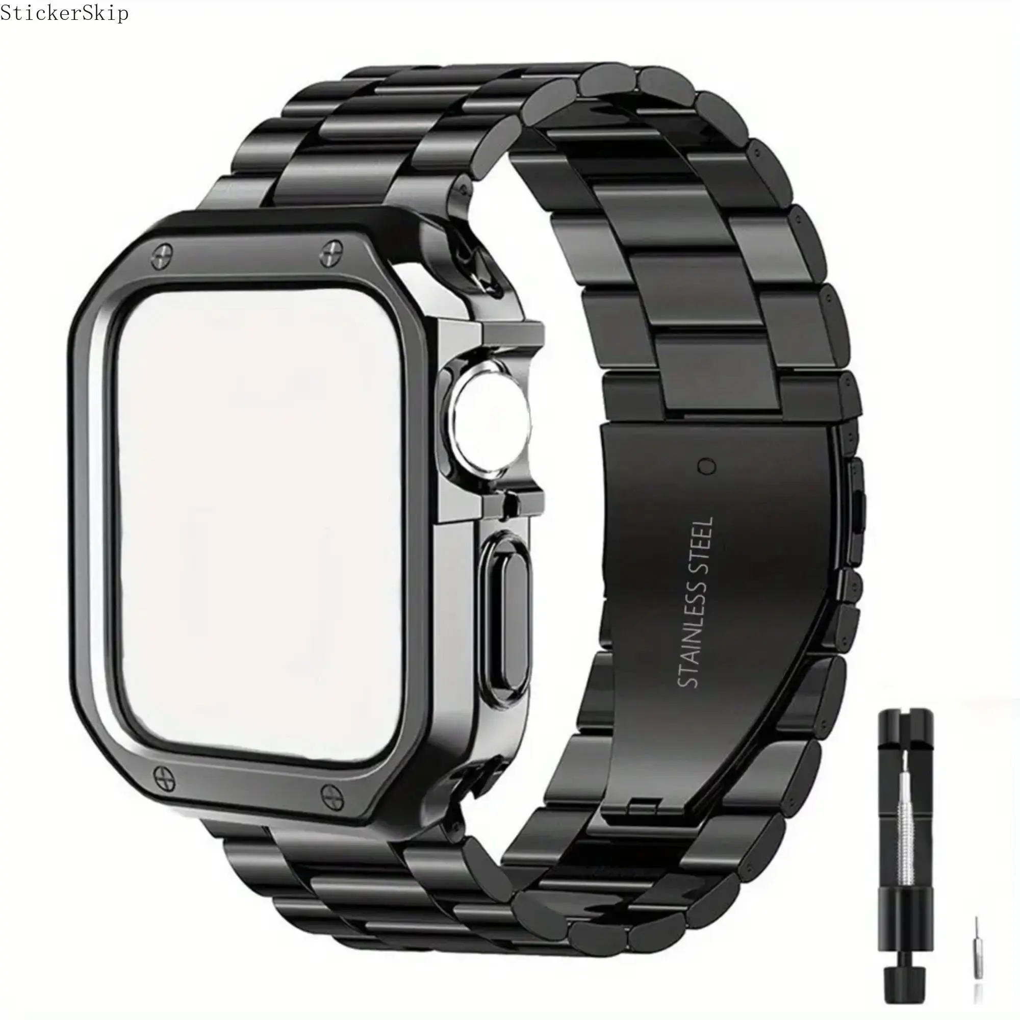 2026NEWMetal Watch Strap + Shockproof Protective Case, Smart Watch Accessories ForWatch Series 11 10 Ultra3 Ultra SE3 SE 9 8 7 6 5 4 Chain Watch Strap For iWatch 49mm 45mm 44mm 42mm 41mm 40mm 38mm Smart Watch Straps + Case Combo