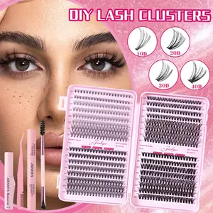 640pcs New Segmented Lash Clusters Extension Kit, 10D 20D 30D 40D Mixed Curls, Soft & Comfortable Lashes, Natural & Glamorous Looks, Full Tool Set, DIY Lash Extensions, Beginner Friendly