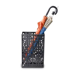 Umbrella Stand Rack for Entryway, Hollow Metal Umbrella Holder, FreeStanding Umbrella Storage Bin for Long Umbrellas, Holds 6-7 Umbrellas, Black Organiser Steel Matte Multicolor