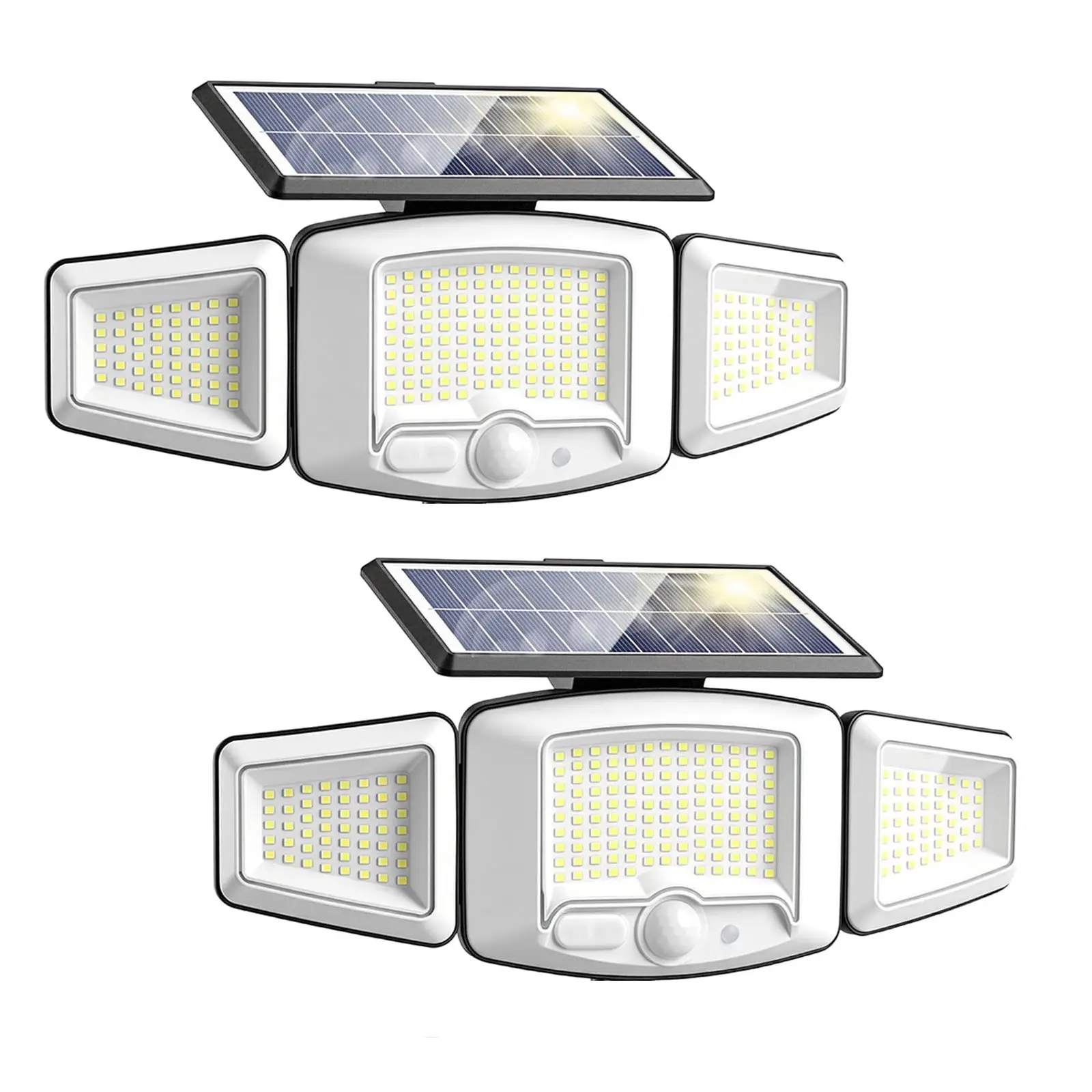 2-Pack Modern Motion Sensor Wall Lights - Solar Powered Lamp, Outdoor Solar Lights, 231LED 2500LM, 350° Wide Angle, Solar+USB Dual Charge, IP65 Waterproof ABS Plastic, Motion Detection Security Lighting for Entry Spaces,Halloween Lights