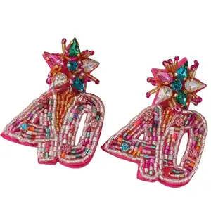 40th Birthday Rice Bead Earrings