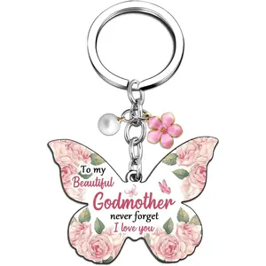 Godmother Proposal Gift Godmother Gifts from Godchild Will You Be My God Mother Christian Baptism Gifts for Women Unique Birthday Christmas Gift from Godchild Butterfly Keychain