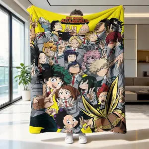 My Hero Academia Flannel Cozy Blanket, High-Weight Soft Warm Anti-Wrinkle Easy Clean, Anime Character Pattern Throw for Bed Sofa, Perfect Gift for Fans All Seasons
