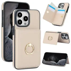 Card Holder Case with 360 Degree Rotating Ring Stand, Durable Wallet Cover Compatible with iPhone 17/16e/16/15/14/13/12/11 Pro Max