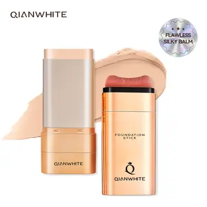 QIANWHITE Korean Foundation Stick Foundation for Mature Skin Tint, Buildable Light to Full Coverage Foundation Makeup Concealer, Dual-Ended with Brush for All Skin - Natural Dewy Finish #Summervibes