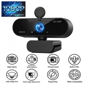 WIDVIX 1080P Webcam for PC Automatic Low-Light Correction & Noise Reduction Function, 110° Wide Angle, Privacy Cover, Plug & Play USB, Includes Tripod, Perfect for ZOOM Meetings, Streaming, Online Teaching, Skype, Teams, FaceTime