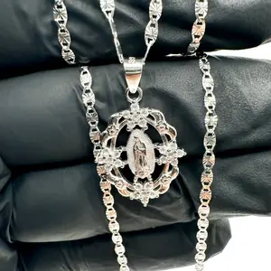 Virgin Mary Pendant in 925 Silver with 18” Chain for Girls