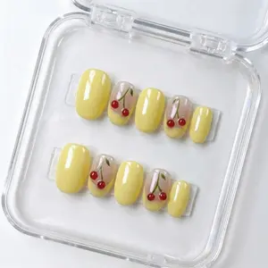 NailHaven Short Almond Press On Nails 10Pcs Cute Handmade Acrylic Nails Reusable Nail Art With Charms Easy Application Manicure Cutics Manicure