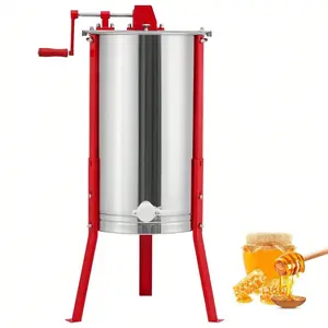 Enlarged 2/4 Frames Manual Honey Extractor,  Stainless Steel Manual Beekeeping Extraction, Honeycomb Drum Spinner With Adjustableheight Legs, Transparent Lid, For Apiarys, Beekeepers & Beehi
