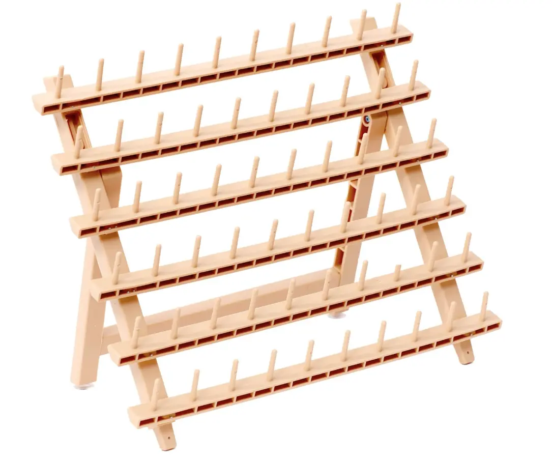 60-Spool PP Plastic Braid Adjustable Storage Rack - Foldable Standing Hook Shelf, Wall-Mountable Home Organizer for Quilting, Embroidery