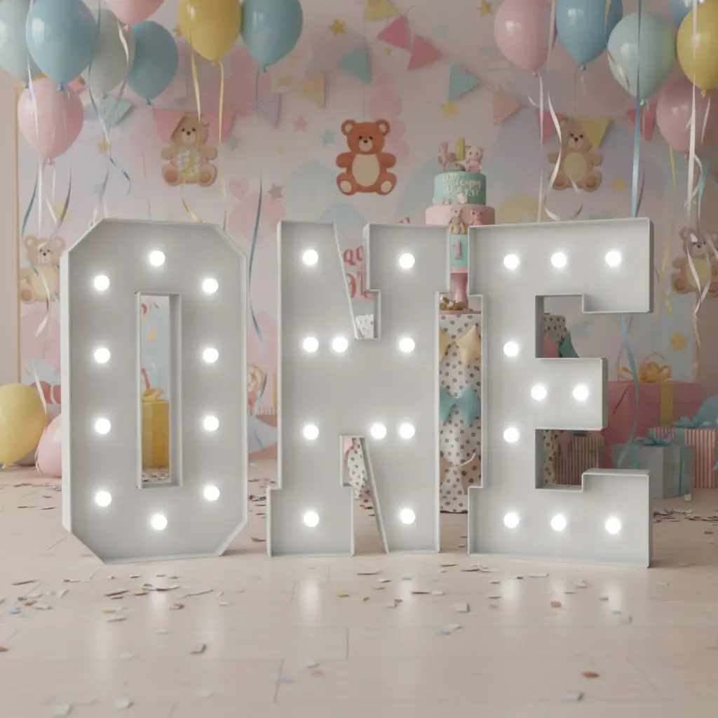 3pcs Marquee Light Up Letters "ONE" White and Warm Light Mosaic Illuminated Numbers 3ft Mosaic Letters One Mosaic Numbers for Balloons, 1st Birthday Anniversary Decorations Party Decor Led Lighted, Party Lights