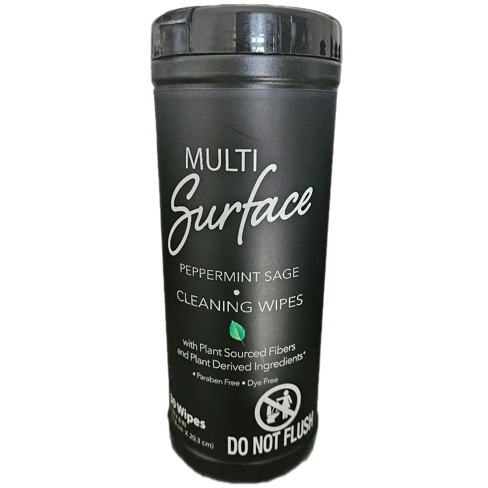 Multi Surface Peppermint and Sage Cleaning Wipes with Plant Sourced Fibers & Dye Free Formula 30 Wipes Household Pack