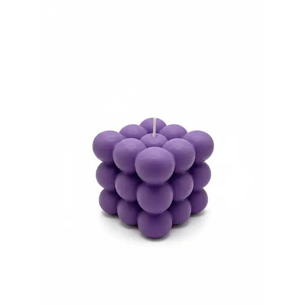 💜 Purple Bubble Cube Candle – Modern Geometric Candle