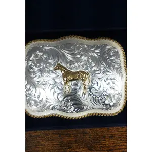 MONTANA SILVERSMITH BOLD ENGRAVED SCALLOPED HORSE STANDING BUCKLE