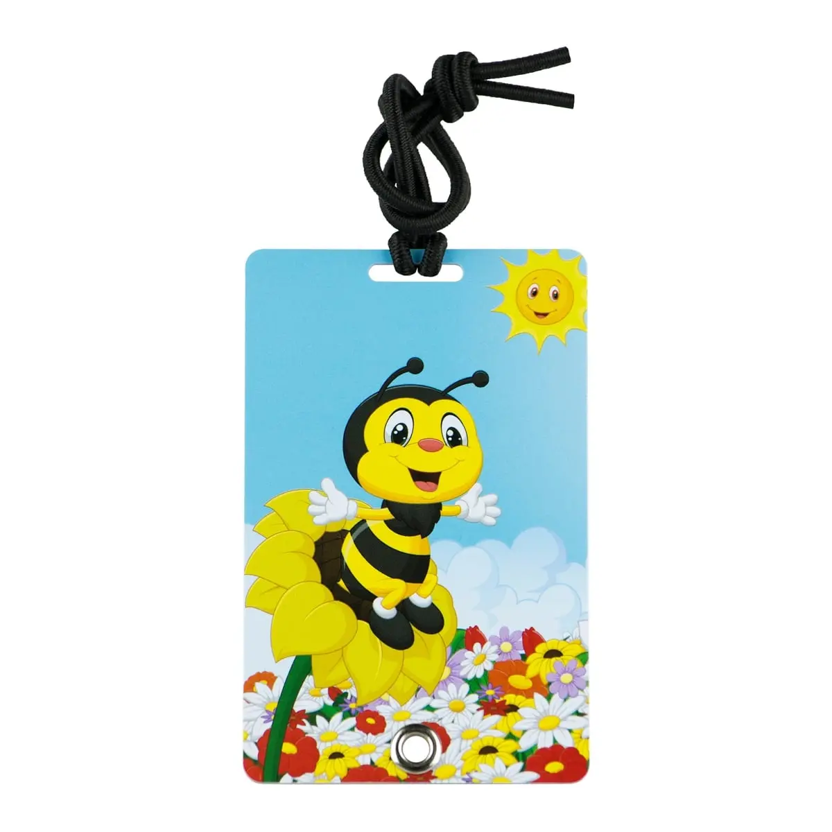 212 MAIN Model 2074 Waterproof PVC Stylish Luggage Tag - Rivet Fastener, Corrosion-Resistant, Credit Card Dimensions, Elastic Cord, Stylish Backpack Charm, Hidden Info for Pet Carrier ID, Backpack Accessories