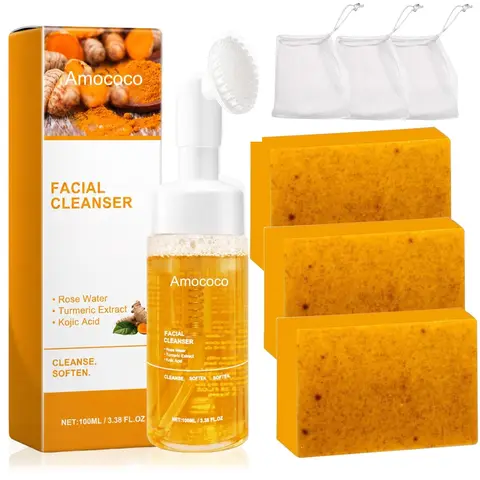 Honey Lemon Turmeric Soap 100G Set,  Body Cleansing Daily Moisturizing Natural Blend Skin Repair Hydrating &Turmeric Set Series.