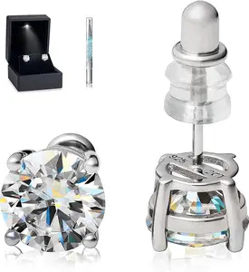 Moissanite Stud Earrings/No Poke Screw Backs / 4 Prong or 6 Prong Stud Earrings/White Gold Vermeil/Colorless Flawless Lab Grown Diamond/Hypoallergenic/GRA Engraved/Gift Set Anniversary Auspicious Birthday Engagement Daily