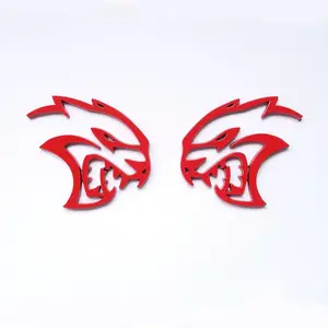 Hollow Hellcat Badge Kit for Dodge SRT – Black/Red/Chrome 3D Replacement Emblems, Exterior Styling Upgrade Decal Set