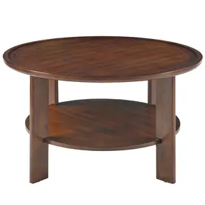 New Chinese-style solid wood circular coffee table: a fusion of tradition and practicality