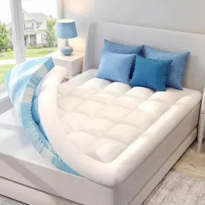 Dual Layer 4 Inch Memory  Mattress Topper,  XL Size, 2 Inch Cooling Gel 5-Zone Memory  Plus 2 Inch Extra Thick Pillowtop Cover,   Soft Mattress Pad,Light Blue