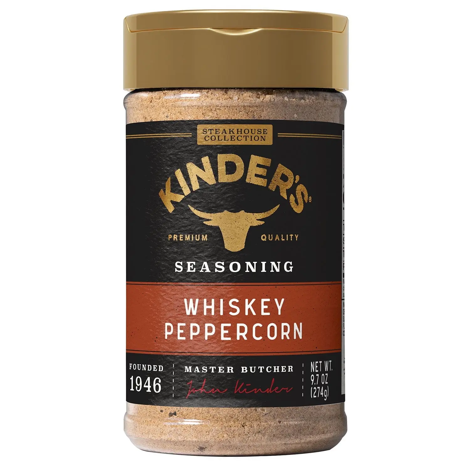 Kinder's Whiskey Peppercorn Seasoning 9.7oz - Bold Cracked Pepper Steak Rub