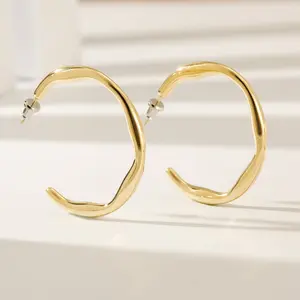 Gold Wave Hoop Earrings
