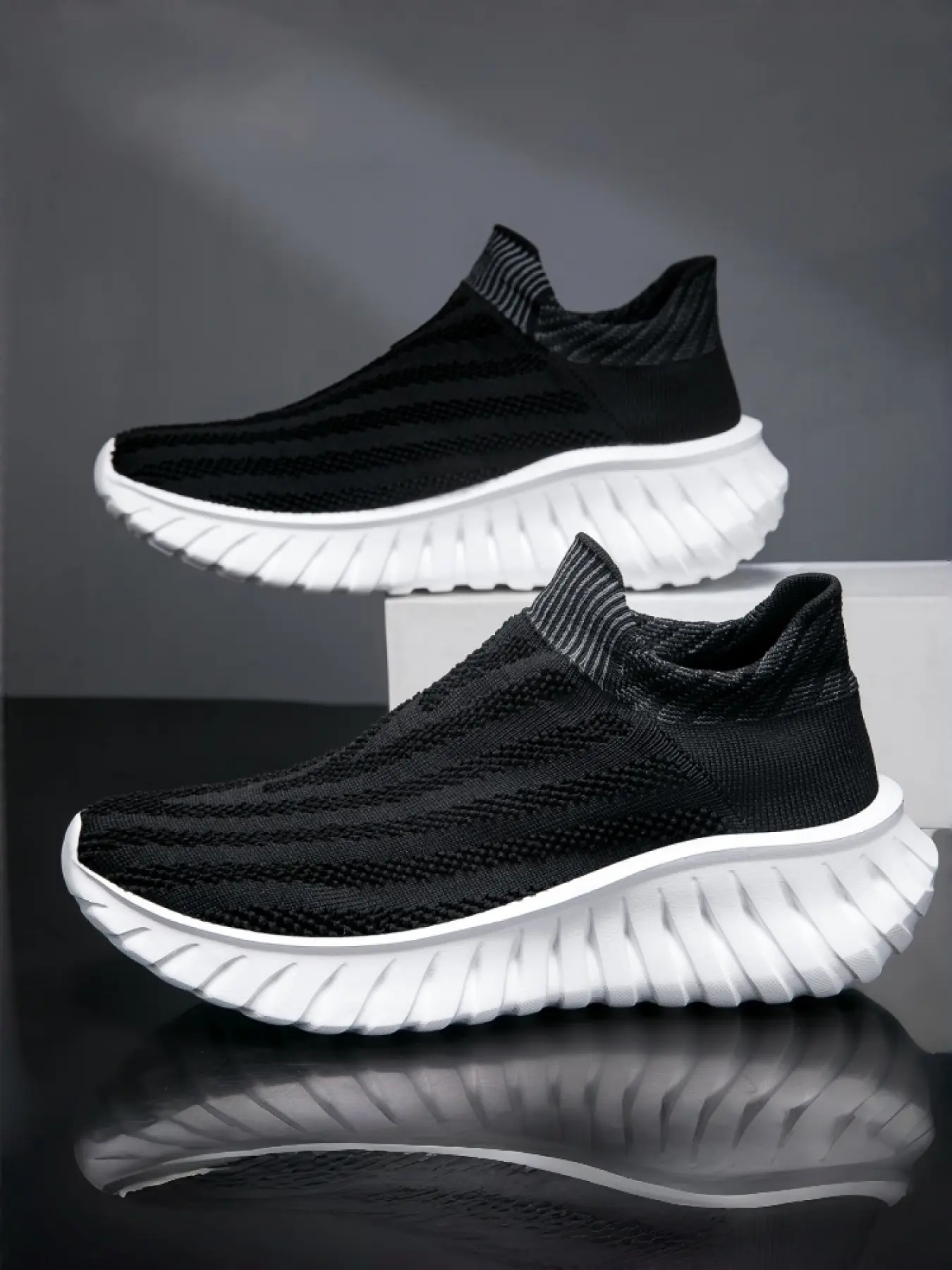 Women's Brown Flyknit Mesh Slip-on Lazy Breathable Casual Athletic Sports Sneakers Sports Shoes