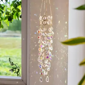 Hanging Window Garden Crystal Sun Catcher, Plated Decorative Piece, Decoration, Ideal for Indoors & Outdoors, Enhances Room Ambiance