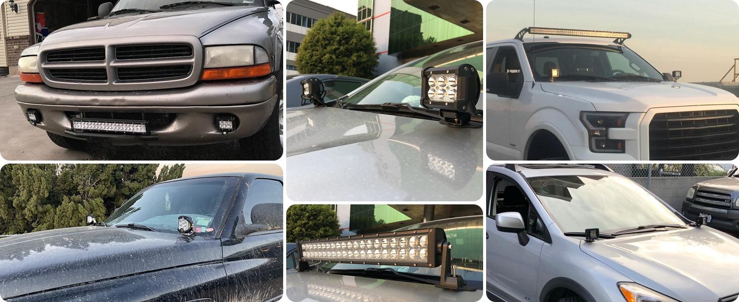 Nilight 90025B Led Light Bar Mounting Brackets 2pcs Universal Hood Led Work Light led Pods Mount Bracket Clamp Holder for SUV Truck Off Road Installed No Need Drilling, 2 Years Warranty,Black