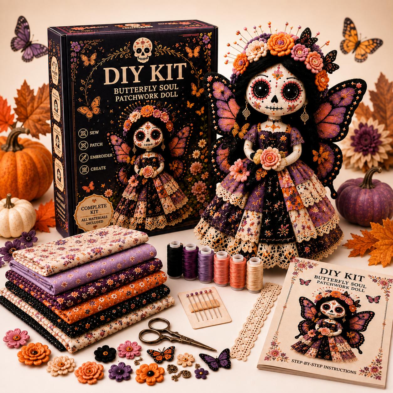 Halloween DIY Sewing Craft Kit, Patchwork Hand Sewing Art Set, Complete Craft Materials, Creative Halloween Home Decor Supplies, Relaxing Handicraft Project for Adults