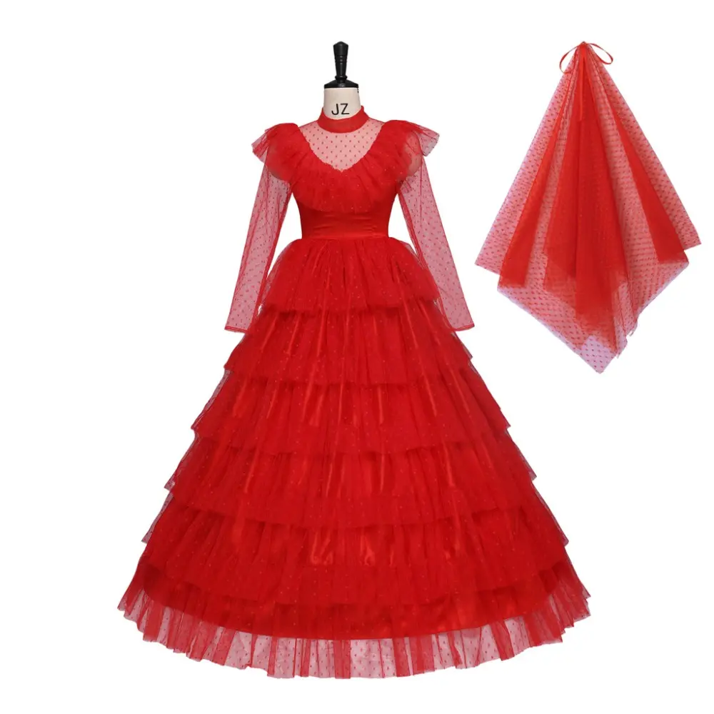 Women's Formal Red Lace Bridal Gown, Luxurious Fabric Dress with Flattering Silhouette for Weddings & Anniversaries, Plus Size, Romance, 3Xl, Anniversary, Garment, Elegant, Traditional, Polyester Lace, Formal Bridal, Formal Wear, Lady