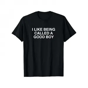 American-style high street Men's Funny "I Like Being Called a Good Boy" Graphic T-Shirt - Black Cotton Short-Sleeve Tee, Comfortable & Versatile Summer Casual Wear Menswear Top