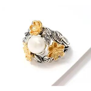 Or Paz Floral Cultured Pearl Ring, Sterling Silver