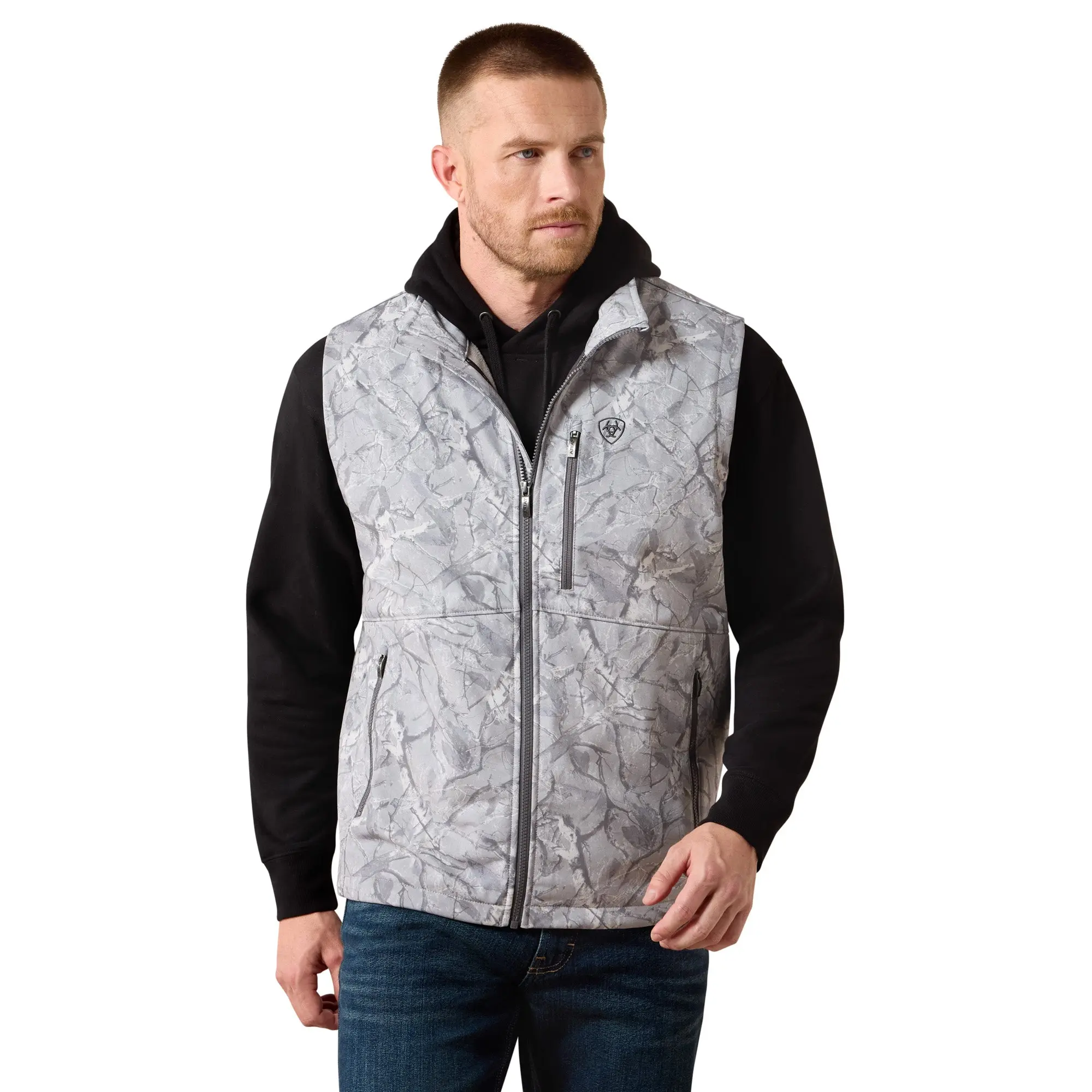Ariat Men's Logo Grey Camo Print Softshell Vest 10079606