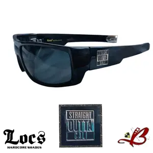 LOCS Straight Outta Cali Glossy/Matte Black Full Frame Silver Tip Wrap Around Hardcore Hip Hop Shades Classic Gangster Lowrider Cholo Sunglasses | Original & Authentic Locs fashion tiktok shop