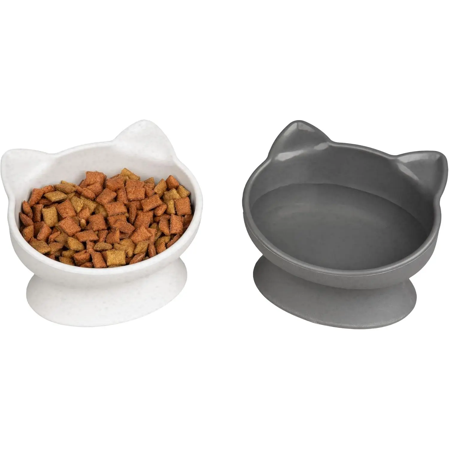 Elevated Cat Bowls Set of 2, Raised Cat Food & Water Bowls, Whisker-Friendly Cat Feeding Bowls, Dishwasher Safe, Non-Slip Pedestal Design, 6.5 oz for Indoor Cats & Kittens
