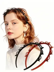 2 Pcs Women's Multi-layer Hollow Braided Headbands, Air Bangs Braided Headbands, Professional Braided Bangs Clips, Toothed Headband Braiding Tools, Fashion Hair Accessories, Hair Clips & Headbands for Women and Girls