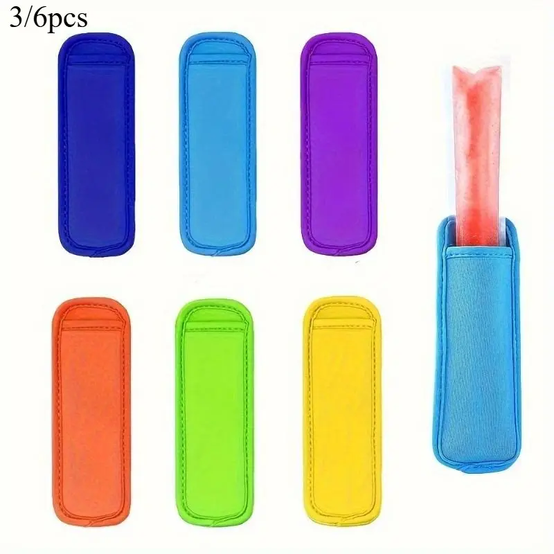 3/6pcs/set Popsicle Holder Bags Popsicle Sleeves Ice Pop Sleeves Reusable Kitchen Ice Freezer Protective Cover Ice Cream Holder Kitchenware
