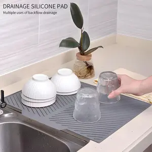 1pc Silicone Drain Mat for Kitchen, Foldable Dish Drying Mat and Non-Slip Table Protector, Perfect for Sink and Bowl Drying