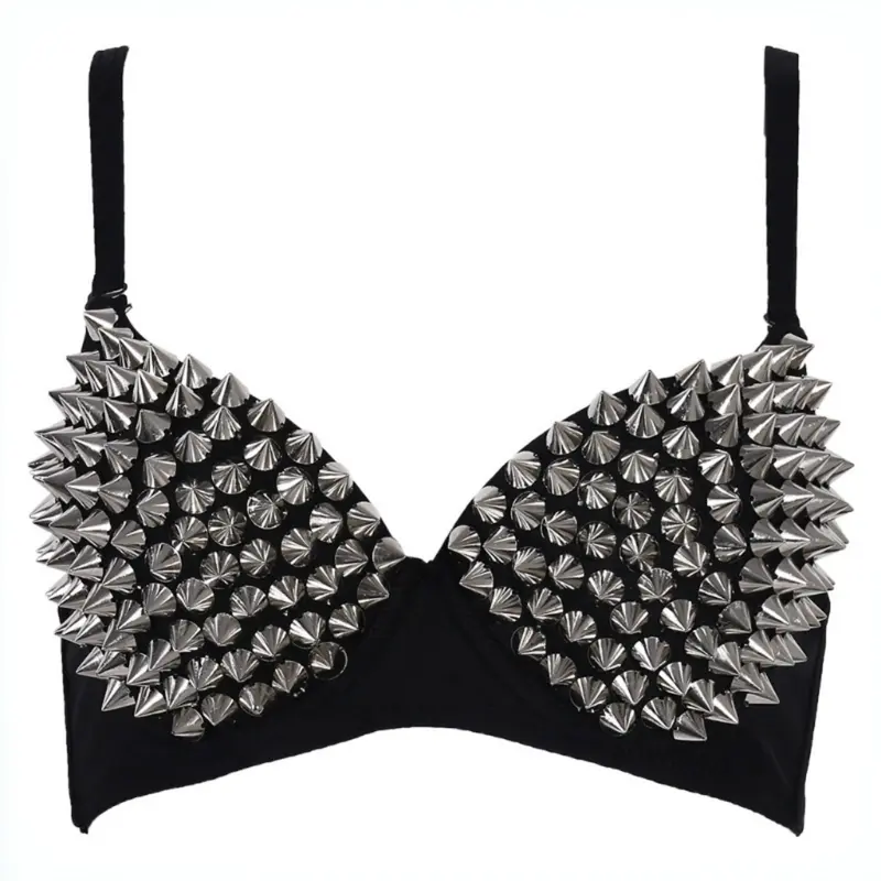 Women's Sexy Lingerie Top, Studded Decor Buckle Bra, Dance Costume for Performance, Handmade Bra, Underwire Supportive Bra, Medium Support Bra, Ideal Gift