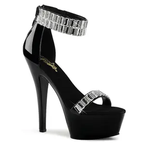 Pleaser Kiss-269RS Women's Embellished Rhinestone Mirror Ankle Strap Sandals, All-Seasons Formal Footwear, Pleaser Heels for Women