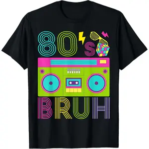 Retro 80s BRUH Outfits For Boys 1980s Party Outfit Eighties T-Shirt