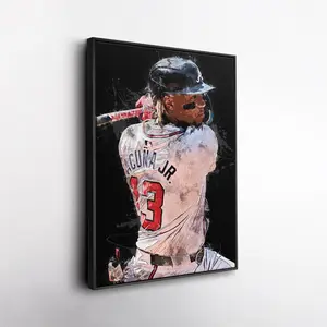 Ronald Acuña Jr. Wall Art ? Atlanta Braves Canvas Print, MLB Baseball Decor, Framed Poster Gift for Fan Room or Office ( Unframed - Print Only )