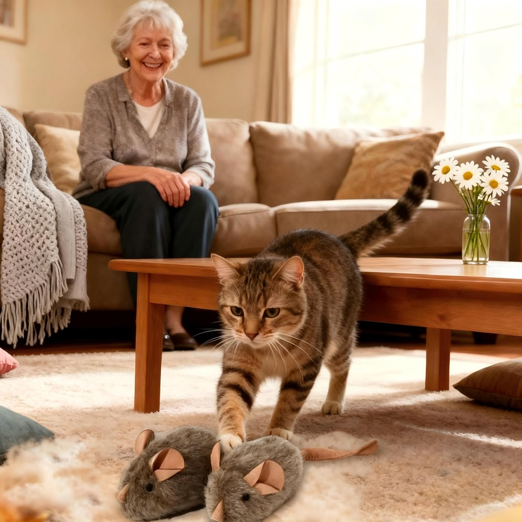 2 PCS Cat Simulator - Intelligent Mouse Sound-Activated Talking Fur Toy Mouse for Self-Entertainment and Relaxation - Cross-border Pet Toy