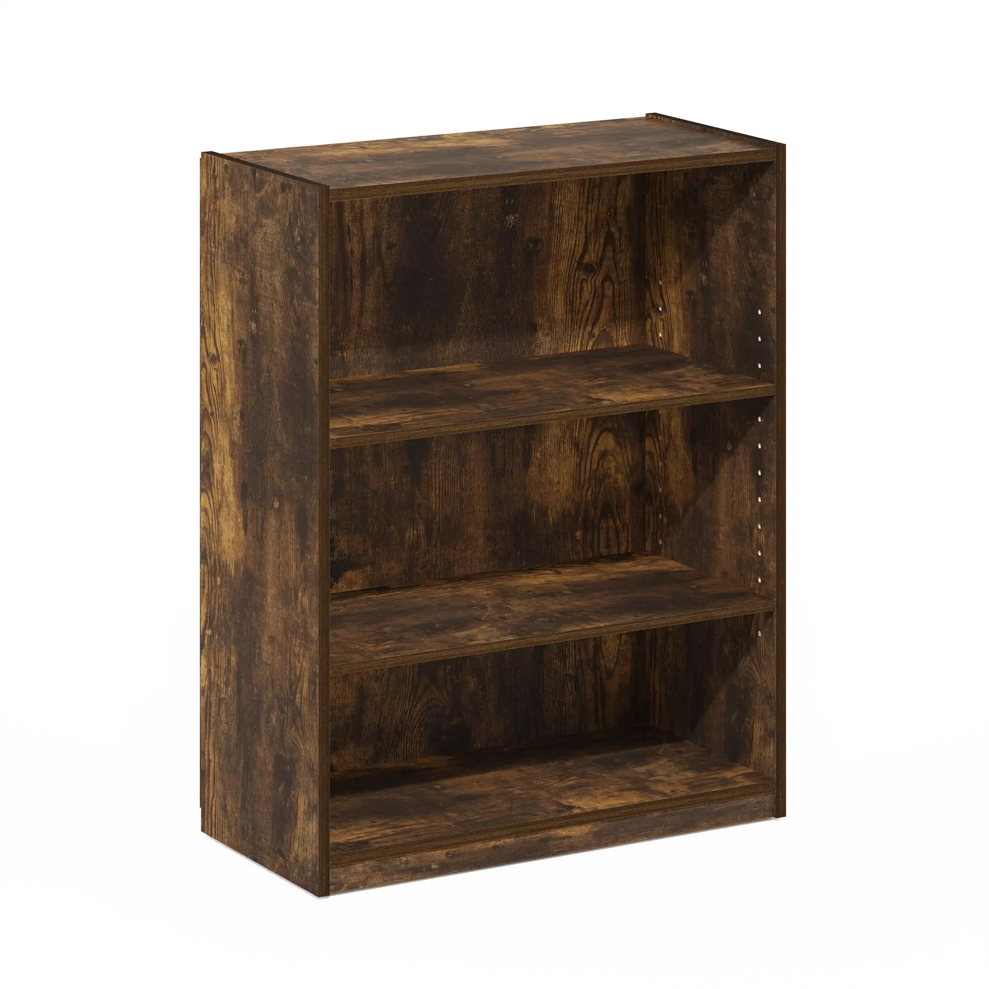 GEHRY Modern 3-Shelf Composite Wood Bookcase, 11.61(d)x24.8(w)x31.65(h)in Amber Pine Indoor Furniture - Adjustable Shelves for Living Room, Home Office, Wood Bookshelf